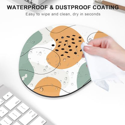Mouse Pad, Premium-Textured Oval Computer Pad, 8.7" x 7.1" Thick 3 mm Anti-Slip Waterproof Rubber Cute Mouse Mat for Office, Home, Gaming, Laptop, PC, Abstract Polka Dots - color: Abstract Polka Dots