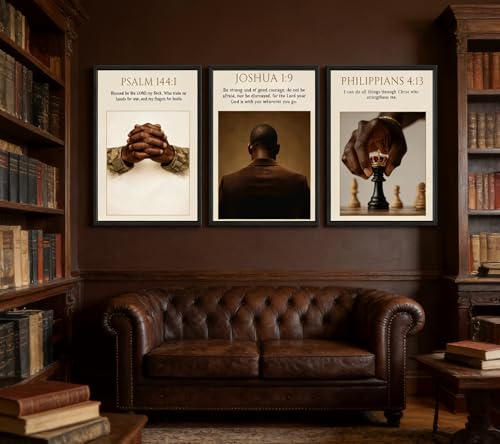 MOGUPA 3Pcs Black Man Christian Poster Canvas Wall Art 12x16 in Unframed - color: Black Man Bible, size: 16"L x 12"W