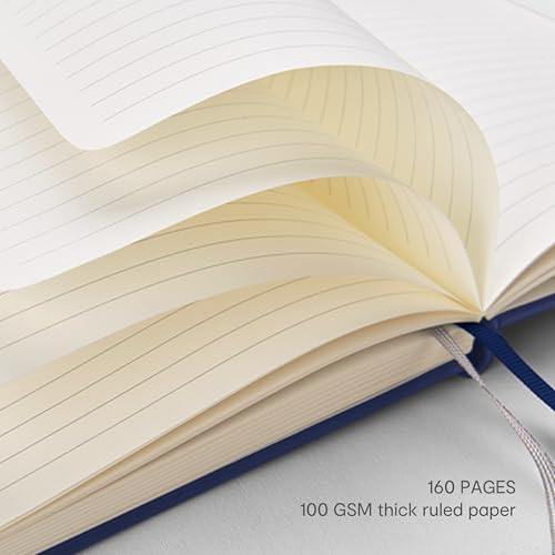 &And Per Se Lined Journal and Pen Set, A5 Leather Hardcover Notebook with Pen & Stationary Set, 160 Pages 100GSM Thick Ruled Paper Journal for Business Work Writing (Royal Blue) - color: Royal Blue