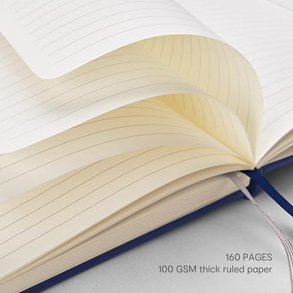 &And Per Se Lined Journal and Pen Set, A5 Leather Hardcover Notebook with Pen & Stationary Set, 160 Pages 100GSM Thick Ruled Paper Journal for Business Work Writing (Royal Blue) - color: Royal Blue