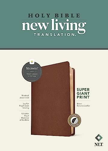 NLT Super Giant Print Bible, Filament Enabled (Genuine Leather, Brown, Indexed)