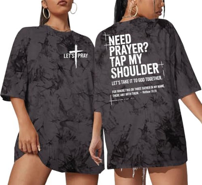 BANGELY Faith Over Fear Shirt Women Graphic Shirts Oversized Workout Gym Christian Religious Tees Drop Shoulder Tee Tops - color: B-grey, size: Medium
