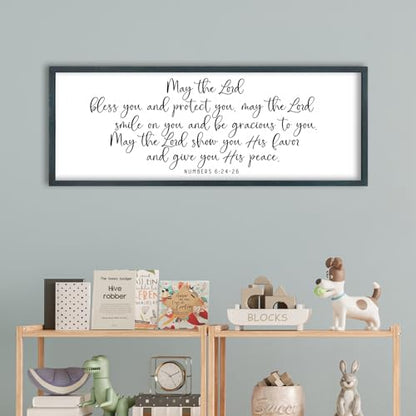 FZMHASLWW Christian Wall Art Numbers 6:24-26, Black, 32"×12" - color: Numbers 6:24-26 Scripture (Black), size: 32"L x 12"W