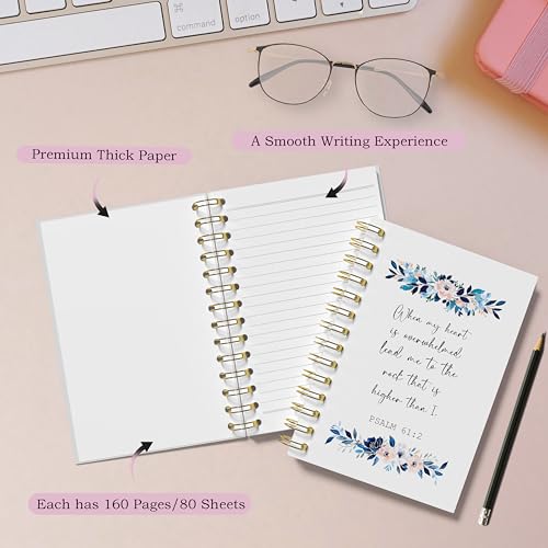 WFSM Christian Floral Notebook - Prayer Journal, Christian Gifts Journal, Bible Verse Notebook, Daily Prayer Journal, Bible Notebooks for Note Taking, Christian Gifts, 5.5x8.3 Inches - color: Psalm 61:2