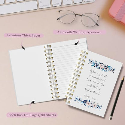 WFSM Christian Floral Notebook - Prayer Journal, Christian Gifts Journal, Bible Verse Notebook, Daily Prayer Journal, Bible Notebooks for Note Taking, Christian Gifts, 5.5x8.3 Inches - color: Psalm 61:2