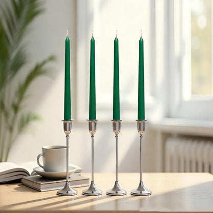 4 Pack Green Taper Candles丨Taper Candles 10 Inch Dripless丨Unscented & Smokeless Candlesticks Bulk丨7-8 Hours Long Burning Tall Candles丨Ideal for Christmas Weddings Parties Dinner - color: Green, size: 4 Pack Taper Candle