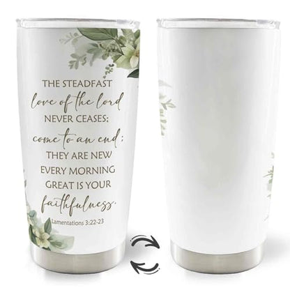 Christian 20oz Travel Coffee Mug Tumbler, Christian Gifts for Women Men, Religious Bible Verse Floral Botanical Stainless Steel Tumbler with Lid and Straw - color: thelord