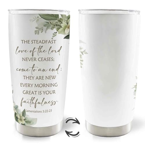 Christian 20oz Travel Coffee Mug Tumbler, Christian Gifts for Women Men, Religious Bible Verse Floral Botanical Stainless Steel Tumbler with Lid and Straw - color: thelord
