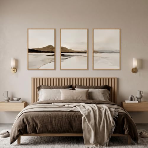 Netural Abstract Mountain Framed Canvas Wall Art Set -16"X24"X3 - color: Abstract Mountain Wall Art, size: 16"L x 24"W