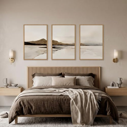 Netural Abstract Mountain Framed Canvas Wall Art Set -16"X24"X3 - color: Abstract Mountain Wall Art, size: 16"L x 24"W