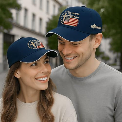 US 250 Years Freedoms 1776-2026 250th Birthday Embroidered Hats Garde Cap for Him - color: 250th Anniversary Us 250 Year American Patrioticmarine Blue13