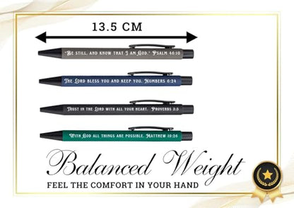 InnoBeta Christian Gifts for Men, Ballpoint Pen Set of 4, Spiritual Religious Pens with Bible Verses