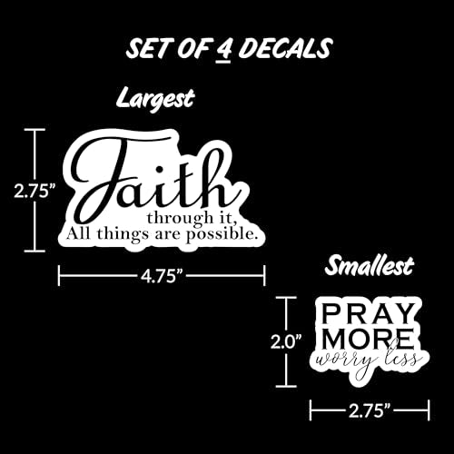 Religious Faith Vinyl Stickers - 4 Piece Decals Car Window Decals - Vinyl Car Sign Sticker - All Weather Proof - Pray More - Faith Infinity Love – Easy to Put On Car - style: Religious