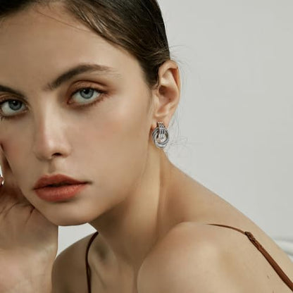 14K Gold Earring Cross Waterdrop Butterfly Heart Knot Earrings for Women Gold Silver Cross Leverback Drop Gold Silver Teardrop Hoop Dangle Earring White Gold Dangle Drop Earring - color: Silver-Statement Knot Dangle Earring