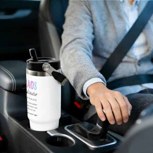30 oz Chaos Coordinator Tumbler with Handle and Straw, Stainless Steel Vacuum Insulated Travel Mug, Water Bottle, Chaos Coordinator and Gifts for Women - color: chaos coordinator tumbler