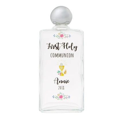 Personalized First Communion Holy Water Bottle - Laser Engraved Name & Date - color: Communion Pink