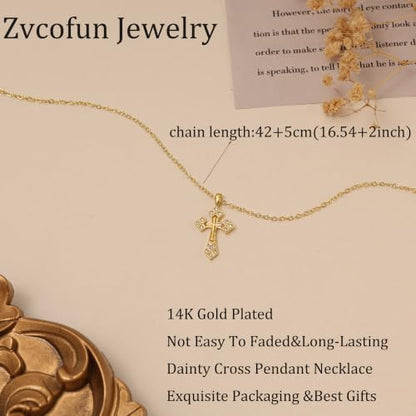 Cross Necklace for Women, Dainty Gold Necklace Tiny Cross Charm Necklace - color: Gold-Cross 2