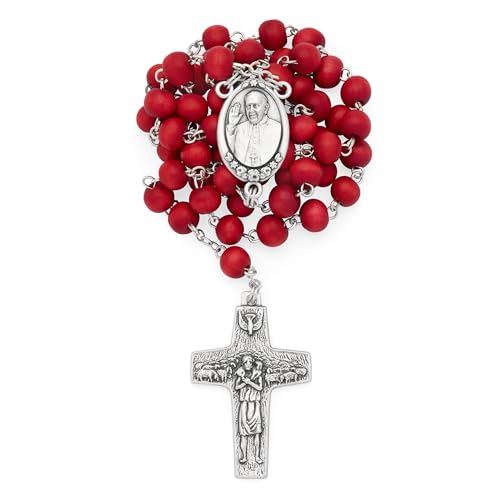 Mondo Cattolico Rosary Beads catholic for Women and Men from Vatican, Five-Decade Rosary - Rose Petals - Perfect Catholic gifts - style: Pope Francis