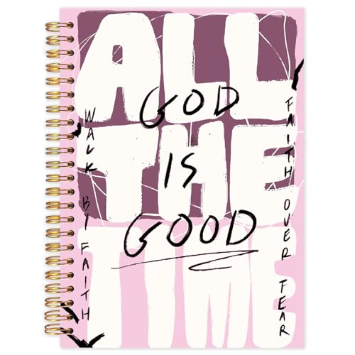 Yhtrg Pink Christian Spiral Notebooks, God Is Good All the Time Bible Journal Notebook, Bible Jesus Notebook for Note Taking, Christian Gifts for Women Men, 5.5x8.3 Inch - color: god4