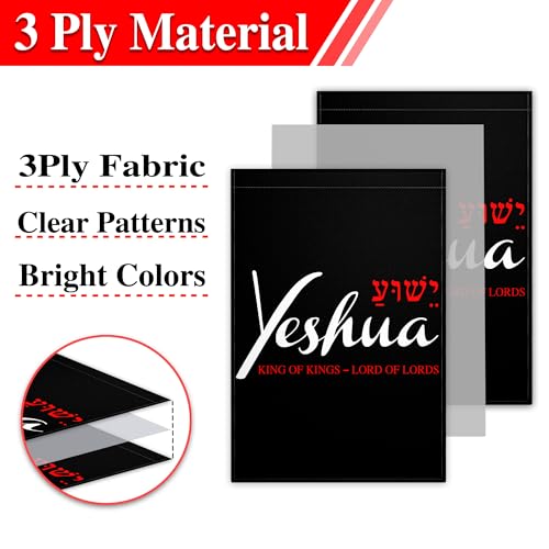 Yeshua Garden Flag for Outside 12x18 Inch 3 Ply Double Sided Jesus American Christian Faith Garden Flag for Outdoor Indoor House Yard Patriotic Decor