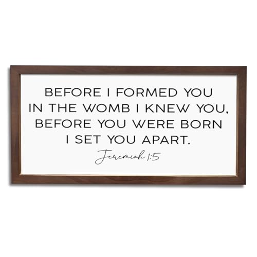 Religious Wood Signs, Farmhouse Wood Framed Sign 15×7.5×0.3 inches, Religious Artwork for Wall Decoration, Home Church Decor, Bible Verse Decor, Scripture Jeremiah 1:5 Sign - color: color 12