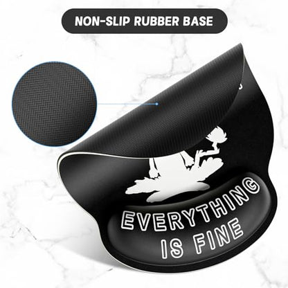 ITNRSIIET Ergonomic Mouse Pad with Wrist Support Wrist Rest Smooth Surface Non-Slip Rubber Base Comfortable Office Supplies Pain Relief, 9.8 x 9.1 inches, Funny Cat - color: Funny Cat