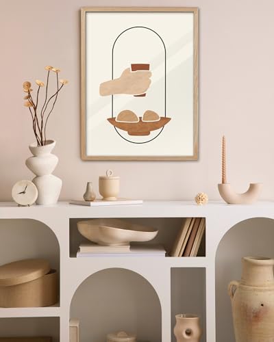 KensTro 12x16 Oak Framed Holy Communion Christian Wall Art - color: Boho Holy Communion-Framed, size: 16"L x 12"W