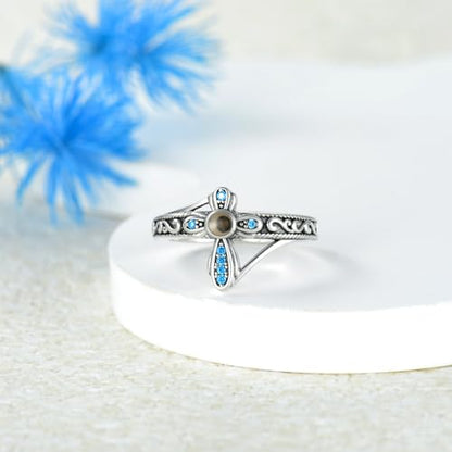 AOBOCO Cross Ring with Mustard Seed 925 Sterling Silver With God All Things Are Possible Band Rings, Size 4-13 - color: Silver