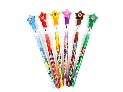 TINYMILLS 24 Pcs Football Stackable Push Pencil Assortment with Eraser for Party Favors Goodie Bag Stuffers VBS Classroom Rewards Pinata Fillers Carnival Prize Sports Football Team Party