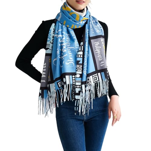 Prayer Shawls For Women Christian Gifts Inspirational Bible Verses Wrap Scarf for Teacher Mother Church Gifts - color: Blue