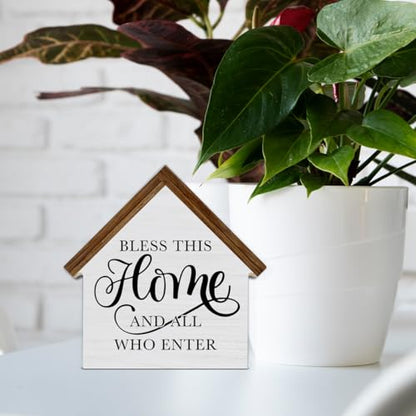 Rustic Home Decor, Bless This Home and All Who Enter House Shaped Wood - color: Home