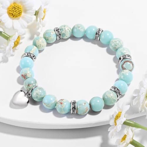 VIBILIA Cross Beaded Bracelets for Women, Birthday Gifts - color: A 2. Heart - Agalmatolite