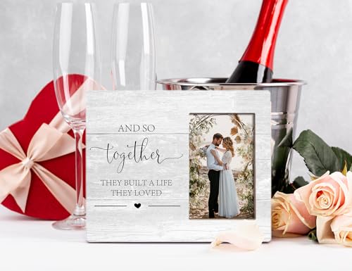 Orchroma Wedding Gifts for Couples,Couple Picture Frame,Love Picture Frames, Engagement Photo Frame,And So Together They Built a Life They Loved Marriage License 4x6 Photo Frames - color: Together