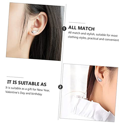 LIFKOME 2 Pairs Angel Wing Earrings 925 Sterling Silver Angel Wing Stud Cartilage Earrings for Women
