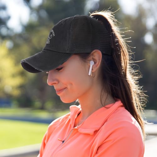 Ponytail Cap Women's Baseball Cap Embroidered Faith Christian Cross Faith Jesus Christ Cotton - color: Black Personalized Text Here