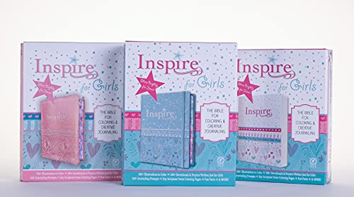 Inspire Bible for Girls NLT (Hardcover LeatherLike, Blue): The Bible for Coloring & Creative Journaling