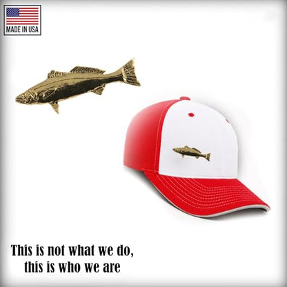 White Seabass Fish Pin, Pewter, Lapel, Hat, Pins, Brooch, Brooches, Jewelry, Gift, Handmade in the USA, 200 Fish Designs Available. S013Z - color: Gold Plated