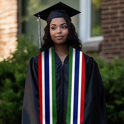 Graduation Satin Sash Scarf 72" Stole - color: Gambia Flag