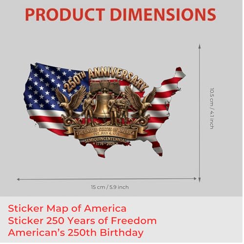 Liberty Bell and American Flag Patriotic Car Decal - color: Sticker Map 250 Usa