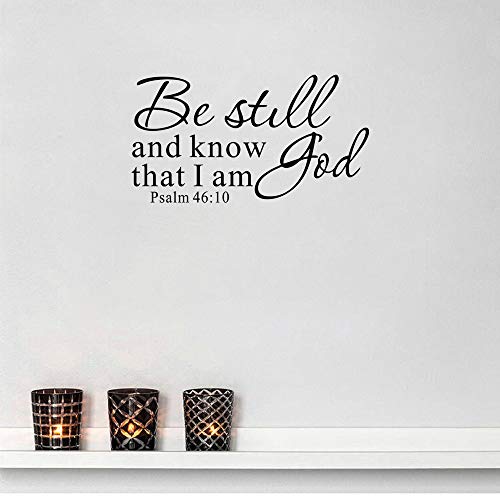 Be Still and Know That I am God Psalm 46:10 Wall Decal, Bible Scripture Vinyl Stickers, Removable Religious Art DIY Inspirational Quotes Sticker Mural for Bedroom Living Room Office Home Decoration