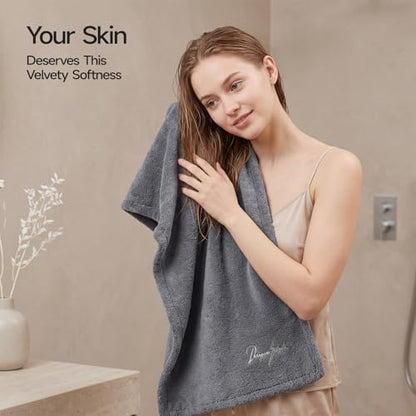REDKISS Gray Hand Towels, Soft & Absorbent 100% Cotton for Bathroom, Kitchen & Guest Use, 14" x 31", 2-Pack - color: Gray