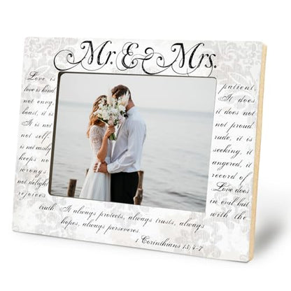 Wedding Frame Bridal Shower Gifts Just Married Picture Frame, Mr and Mrs Sign Wedding Gifts for Couples 2026 Newlyweds Couples Bride and Groom 5x7 inch - color: wedding