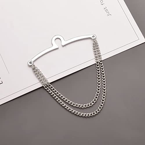 2Pcs Tie Chain for Men Classic with Double Single Gold Silver Elegant Chain Tie Cilp - color: double chain silver (two)