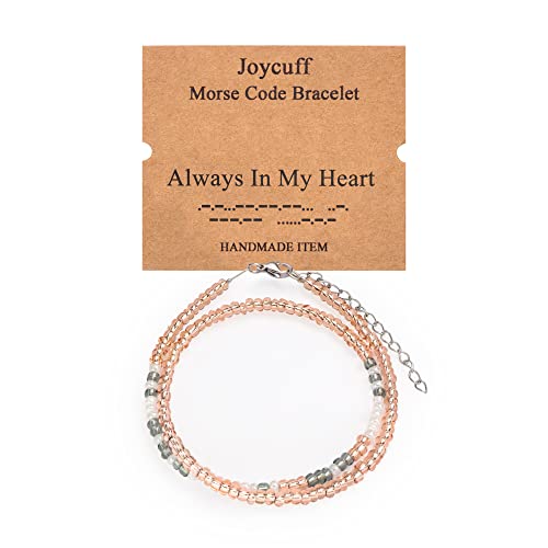 Inspirational Morse Code Bracelets for Women Funny Jewelry Birthday Gifts - color: Always in my heart-Gray, White, Gold