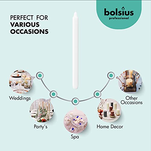 BOLSIUS White Candlesticks Bulk Pack 50 Count - Unscented Dripless 11.5 Inch Household & Dinner Candle Set - 12+ Burn Hours - Premium European Quality - Consistent Smokeless Flame - 100% Cotton Wick - style: 50 Count