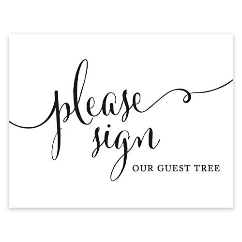 Andaz Press Wedding Party Signs, Formal Black and White Print, 8.5x11-inch, Please Sign our Guest Tree Table Sign, 1-Pack, For Anniversary Parties - color: Please Sign Guest Tree