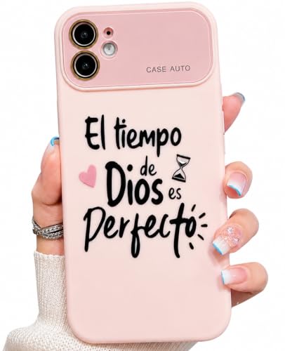 for iPhone 17 Pro Max Case God's Timing is Perfect Spanish Bible Verse Phone Case, Full Camera Lens Protection, Shockproof Drop Resistant Durable Cover (Pink, iPhone 12) - color: pink, size: iPhone 12