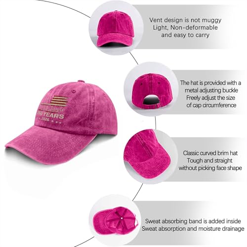 250th Anniversary 250 Years Freedoms Baseball Hat Running Embroidered Cap for - color: Rose Red Color