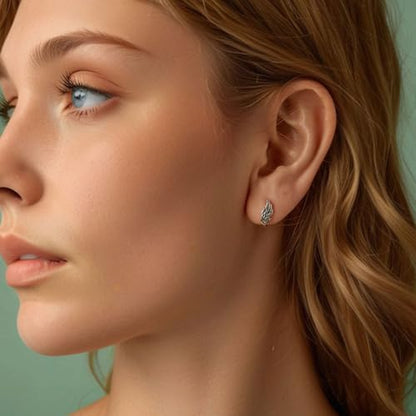 Silver Plated Hoop Earrings for Women Infinity Angel Feather Pearl Turquoise Cross Star Huggie Ear Buckles Hypoallergenic Posts Dainty Jewelry Gift - color: Silver Wings
