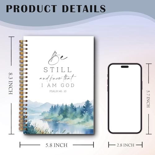 Be Still and Know That I Am God Christian Spiral Notebooks, Psalm 46:10 Bible Verse Journal, Scripture Journals for Writing, Religious Notebook for Note Taking, 5.5x8.3 Inch - color: white Bible Notebook-3